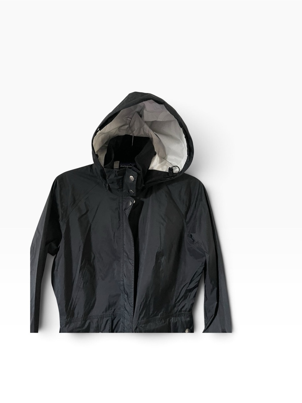 Patagonia Black Hooded Rain  Coat Women Size S - Picture 7 of 8